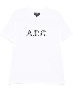 A.P.C. T-Shirt aus Bio-Baumwolle mit Logo-Print - Weiß