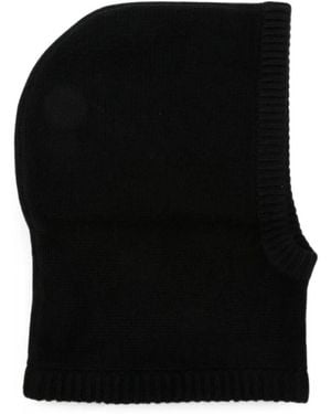 Soft Goat Ribbed-Knit Balaclava - Black