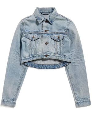 Balenciaga Chaqueta Vaquera Corta Con Efecto Envejecido - Azul