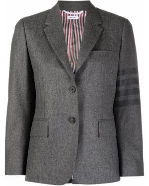Thom Browne 4-Bar Stripe Cropped Button-Front Blazer - Black