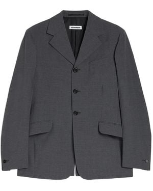 Jil Sander Single-Breasted Wool Blazer - Grey