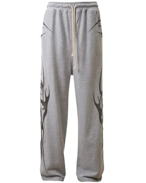 HELLSTAR Flame-Print Track Trousers - Grey
