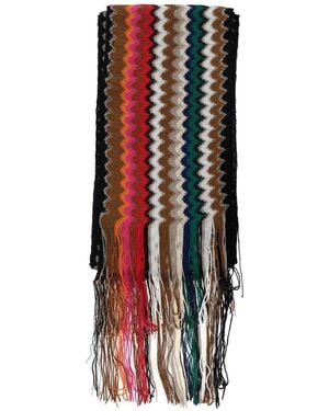 Missoni Chevron Fringed Scarf - Red
