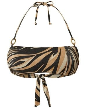Twinset Bandeau Bikini Top With Lurex And Print - Metallic