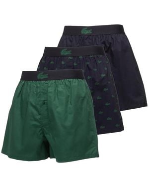 Lacoste Set De Tres Bóxeres Con Parche Del Logo - Verde