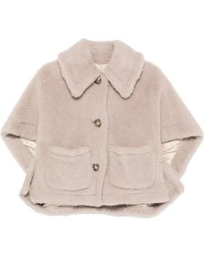 Max Mara Geknöpftes Teddy-Cape - Natur