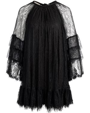 Alice + Olivia Delia Ruffle Angel-Sleeve Tunic Dress - Black