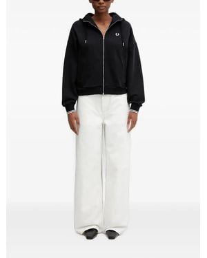 Fred Perry Logo-Embroidered Zip-Up Hoodie - Black