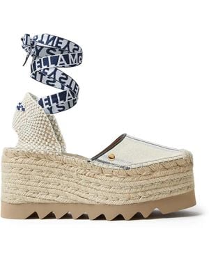 Stella McCartney Gaia Striped Platform Espadrilles - Metallic