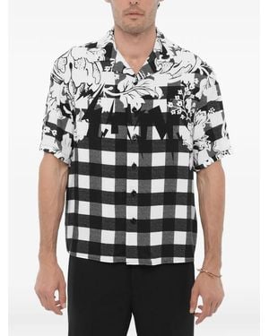 Neil Barrett Checked Floral-Print Shirt - White