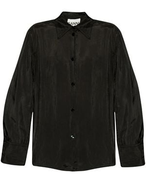 Ganni Crinkled Finish Shirt - Black
