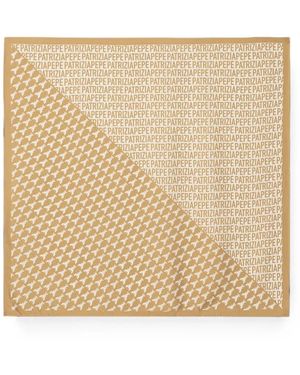 Patrizia Pepe Logo-Print Silk Scarf - Natural