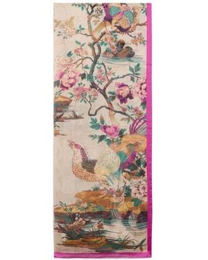 Roberto Cavalli Bird-Print Floral-Print Scarf - White