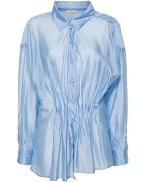 Blanca Vita Pleated Spread-Collar Shirt - Blue