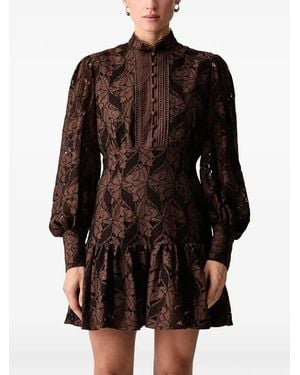Bardot Guipure-Lace Ruffled Mini Dress - Black