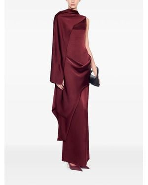 Chats by C.Dam Veena Asymmetric Draped-Overlay Dress - Red