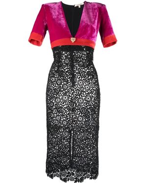 Roberto Cavalli ショートスリーブ パネル ドレス - パープル