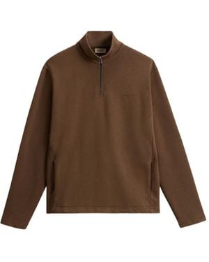 Woolrich Sweater Met Halve Rits - Bruin