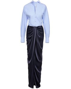 V:PM ATELIER Corynna Draped Maxi Dress - Blue