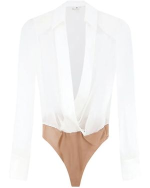 Elisabetta Franchi Surplice-Neck Long-Sleeved Bodysuit - White