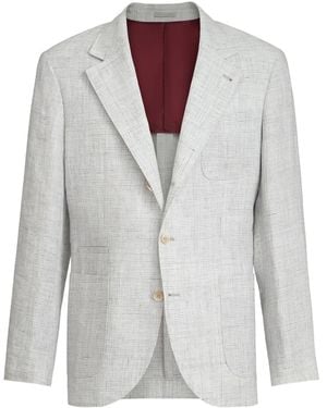 Brunello Cucinelli Linen Patch-Pockets Blazer - White