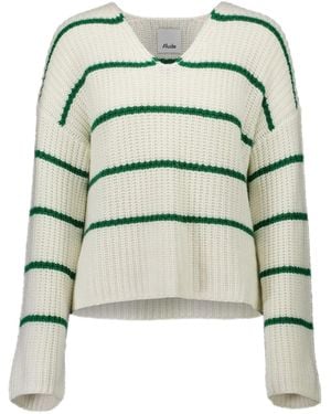 Allude Striped Sweater - Green