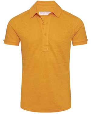 Orlebar Brown Sebastian Linen Polo Shirt - Orange