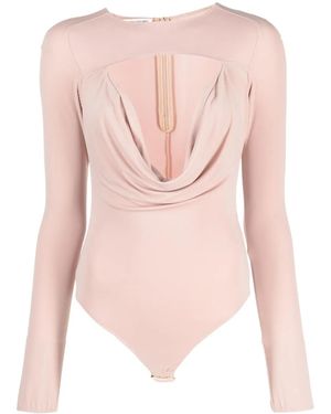 ALESSANDRO VIGILANTE Cut-Out Cowl-Effect Bodysuit - Pink