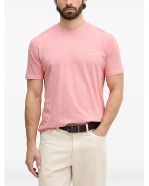 GANT Logo-Embroidered Slub-Texture T-Shirt - Pink