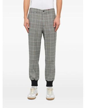 McQueen Prince Of Wales Check Track Trousers - Grey