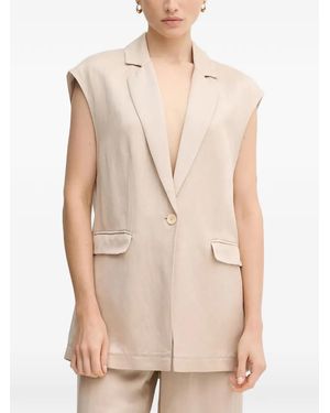 MARC AUREL Sleeveless Single-Breasted Blazer - Natural