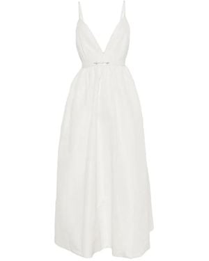 Maje V-Neck Crystal-Embellishment Midi Dress - White