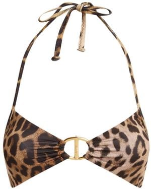 Moschino Leopard-Print Ring-Detail Bikini - Natural