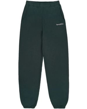 Sporty & Rich Serif Logo Cotton Track Trousers - Green