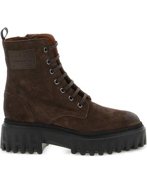 Hogan H700 Lace-Up Chunky-Sole Boots - Brown
