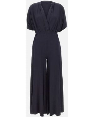Kaos V-Neck Pleated Jumpsuit - Blue