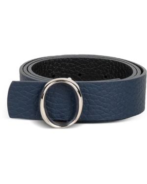 Orciani Pebbled Oval-Buckle Belt - Blue