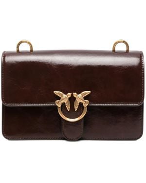 Pinko Mini Love One Leather Shoulder Bag - Brown