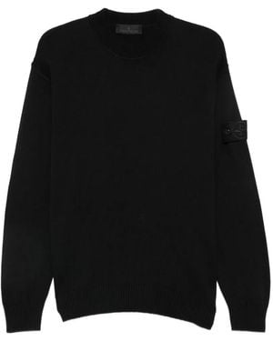 Stone Island Logo-Patch Crew-Neck Jumper - Black