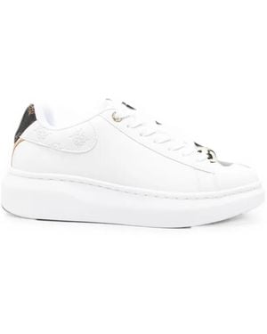 Guess Logo-Embossed Platform Sneakers - White