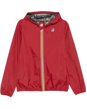 K-Way Logo-Patch Hooded Jacket - Red