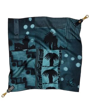 Versace Printed Silk Scarf Charm 55 Cm - Blue