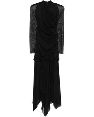 Talbot Runhof Drapiertes Kleid Mit Langen Ärmeln - Schwarz