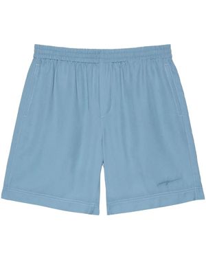 MSGM Logo-Embroidered Shorts - Blue