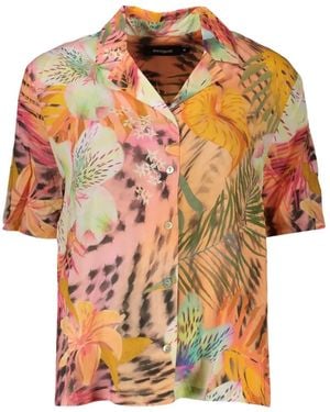 Desigual Floral-Print Short-Sleeve Shirt - Orange
