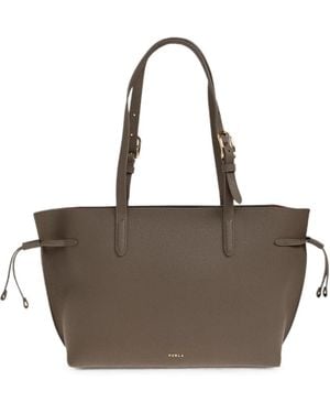 Furla Grainy Leather Tote Bag - Brown