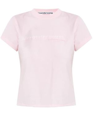 Alexander Wang Cotton T-Shirt With Logo Print - Pink
