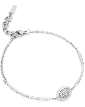 Trussardi Crystal-Embellished Oval-Pendant Bracelet - White