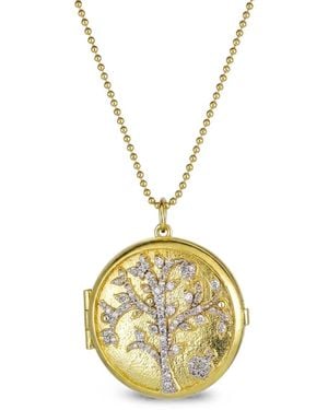 Tanya Farah Tree Of Life Diamond Locket Necklace - Metallic