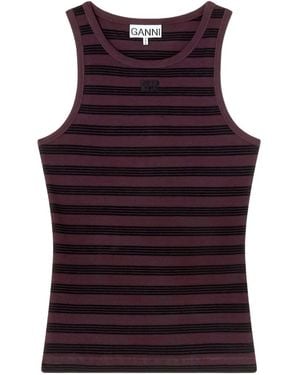 Ganni Chocolate Tank Top Stripes - Red